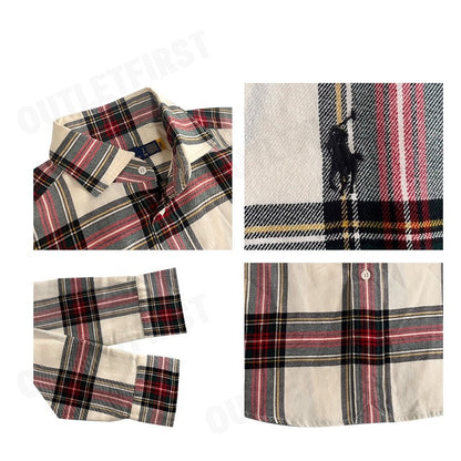 POLO RALPH LAUREN รุ่น  CLASSIC FIT PLAID COTTON SHIRT CODE: 211860635005 เสื้อเชิ้ตแขนยาว เสื้อผู้หญิง เสื้อแขนยาว