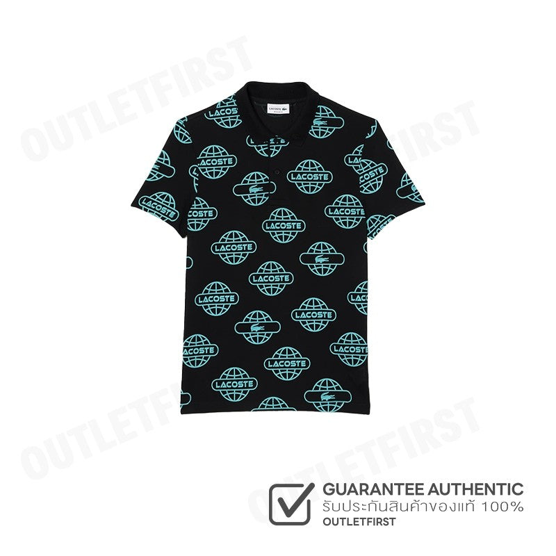 LACOSTE รุ่น GLOBE PRINT LACOSTE MOVEMENT POLO SHIRT CODE: PH6241 10 QPI เสื้อโปโล เสื้อโปโลแขนสั้น เสื้อโปโลคอปก