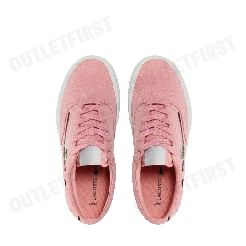 LACOSTE รุ่น  WOMEN'S JUMP SERVE LACE CANVAS SNEAKERS CODE: 7-42CFA0010PW1 รองเท้าผ้าใบ รองเท้าผู้หญิง รองเท้า