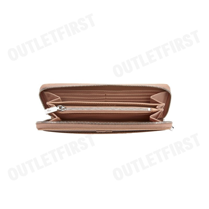 LACOSTE  รุ่น UNISEX CHANTACO ZIPPED PIQUE LEATHER LARGE WALLET CODE: NF3885KL 665 กระเป๋าสตางค์ใบยาว กระเป๋าผู้หญิง