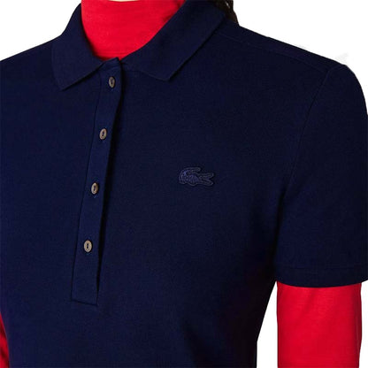 LACOSTE รุ่น  WOMEN'S LACOSTE SLIM FIT STRETCH COTTON STRIPED POLO CODE: EF5473 10 HBM เดรสโปโลหญิง ชุดเดรส ชุดผู้หญิง