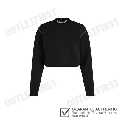 CALVIN KLEIN รุ่น  CROPPED MOCK NECK LOGO TOP CODE: 4WF3W326-001 เสื้อครอปแขนยาว เสื้อผู้หญิง เสื้อครอป