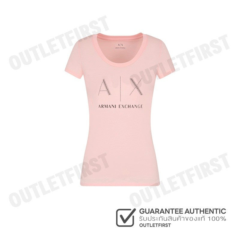 ARMANI EXCHANGE รุ่น EMBELLISHED SLIM FIT PIMA COTTON T-SHIRT CODE: 8NYT83 YJ16Z 7415 เสื้อยืดคอกลม เสื้อยืดผู้หญิง