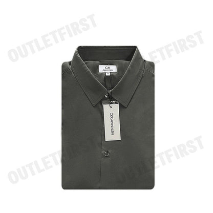 CK CALVIN KLEIN รุ่น COTTON STRETCH SLIM BUTTON-DOWN SHIRT (GREY) CODE: 1222W M541 เสื้อเชิ้ตแขนยาว เสื้อเชิ้ตผู้ชาย