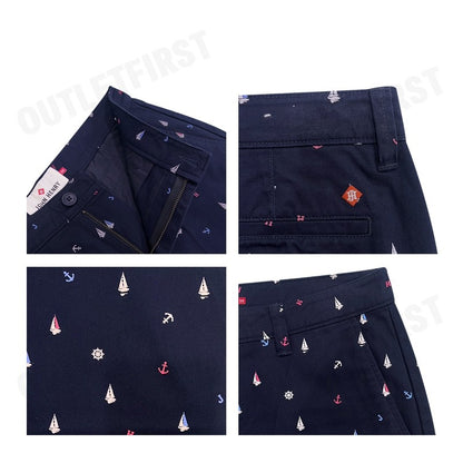 JOHN HENRY รุ่น MEN'S COTTON PRINT SHORTS (NAVY) CODE: JH S424MSHSM05 กางเกงขาสั้น กางเกงขาสั้นผู้ชาย กางเกงขาสั้นสีกรม