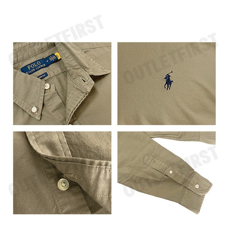 POLO RALPH LAUREN รุ่น  CLASSIC FIT GARMENT-DYED OXFORD SHIRT CODE: 710733596008 เสื้อเชิ้ตแขนยาว เสื้อผู้ชาย เสื้อเชิ๊ต