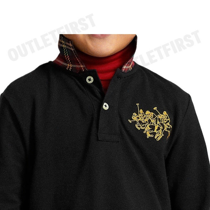 POLO RALPH LAUREN รุ่น LUNAR NEW YEAR TRIPLE-PONY POLO SHIRT CODE: 710926123001 เสื้อโปโลแขนยาว เสื้อโปโลผู้ชาย