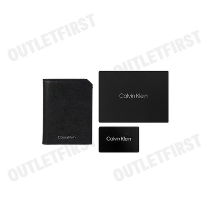 CALVIN KLEIN รุ่น UNISEX MATTE SAFFIANO COMPACT WALLET CODE: 40W0932 BAE กระเป๋าสตางค์ กระเป๋าใส่ธนบัตร กระเป๋าใส่การ์ด