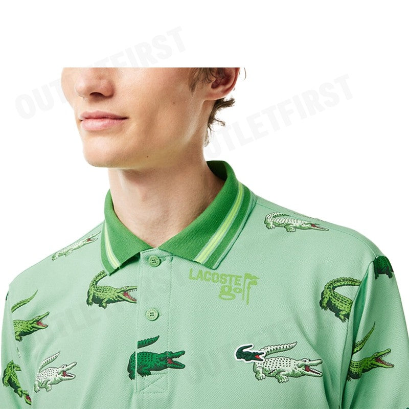 LACOSTE รุ่น MEN’S LACOSTE GOLF CROCODILE PRINT POLO SHIRT CODE: DH5181 10 BT2 เสื้อโปโล เสื้อโปโลแขนสั้น เสื้อผู้ชาย