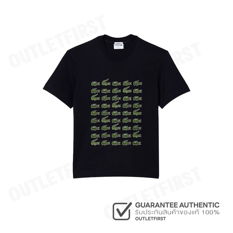 LACOSTE รุ่น COTTON CROCODILE PRINT T-SHIRT CODE: TH6388 10 HDE เสื้อยืดคอกลม เสื้อยืดแขนสั้น เสื้อยืด