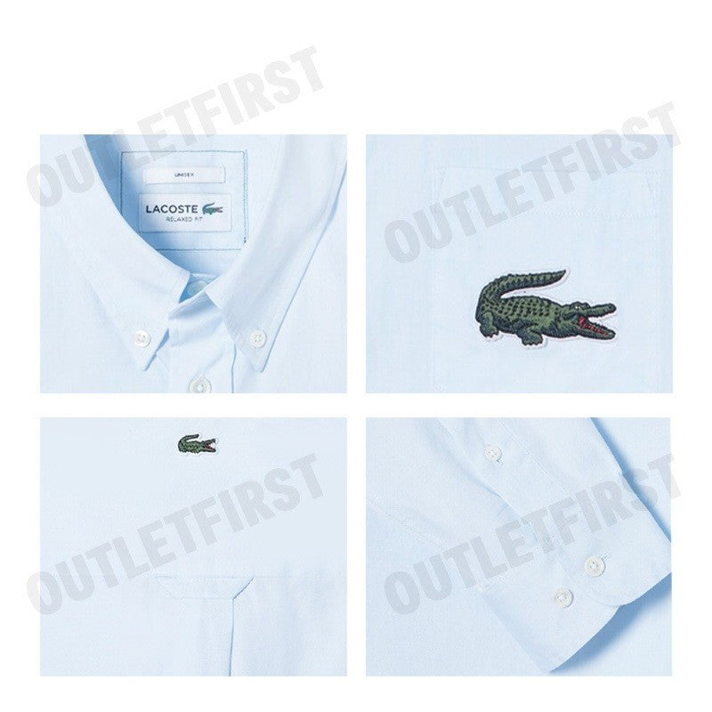 LACOSTE รุ่น RELAXED FIT BIG CROC STRIPE SHIRT CODE: CH0530 10 GN2 เสื้อเชิ้ตแขนยาว เสื้อเชิ้ตคอปก เสื้อเชิ้ต