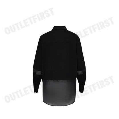 DKNY รุ่น SILKY STRETCH POPLIN ORGANZA TOP CODE: P4AM0W49 BLK เสื้อเชิ้ตแขนยาว เสื้อเชิ้ตคอปก เสื้อเชิ้ตผู้หญิง