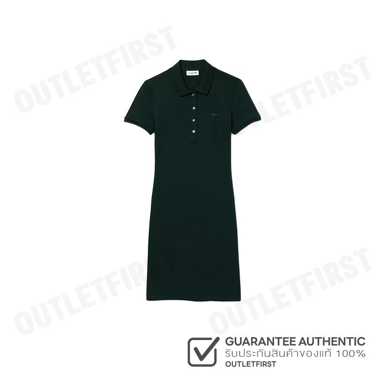 LACOSTE รุ่น WOMEN'S LACOSTE SLIM FIT STRETCH COTTON STRIPED POLO CODE: EF5473 10 YZP เดรสโปโลหญิง เดรสแขนสั้น เดรสคอปก