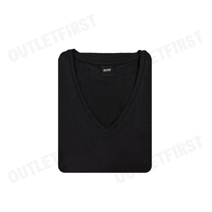 HUGO BOSS รุ่น T-SHIRT V-NECK URBAN LONGER BACK CODE: 50377709 001 เสื้อยืดคอวี เสื้อยืดสีดำ เสื้อยืดแขนสั้น