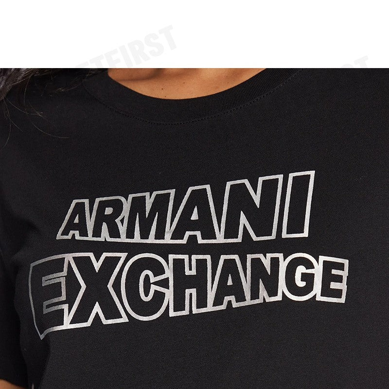ARMANI EXCHANGE รุ่น  WOMEN'S PASSWORD PRINT ROUND NECK REGULAR FIT SHIRT CODE: 3RYTBD YJCHZ เสื้อยืดคอกลม  เสื้อผู้หญิง