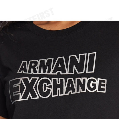 ARMANI EXCHANGE รุ่น  WOMEN'S PASSWORD PRINT ROUND NECK REGULAR FIT SHIRT CODE: 3RYTBD YJCHZ เสื้อยืดคอกลม  เสื้อผู้หญิง