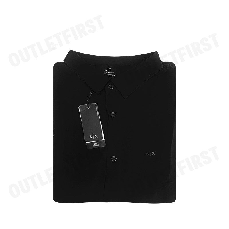 ARMANI EXCHANGE รุ่น  SUSTAINABILITY VALUES LOOSE FIT ECO-VISCOSE LOGO SHIRT CODE: 6RZC10 ZNRNZ 1200 เสื้อเชิ้ตแขนยาว