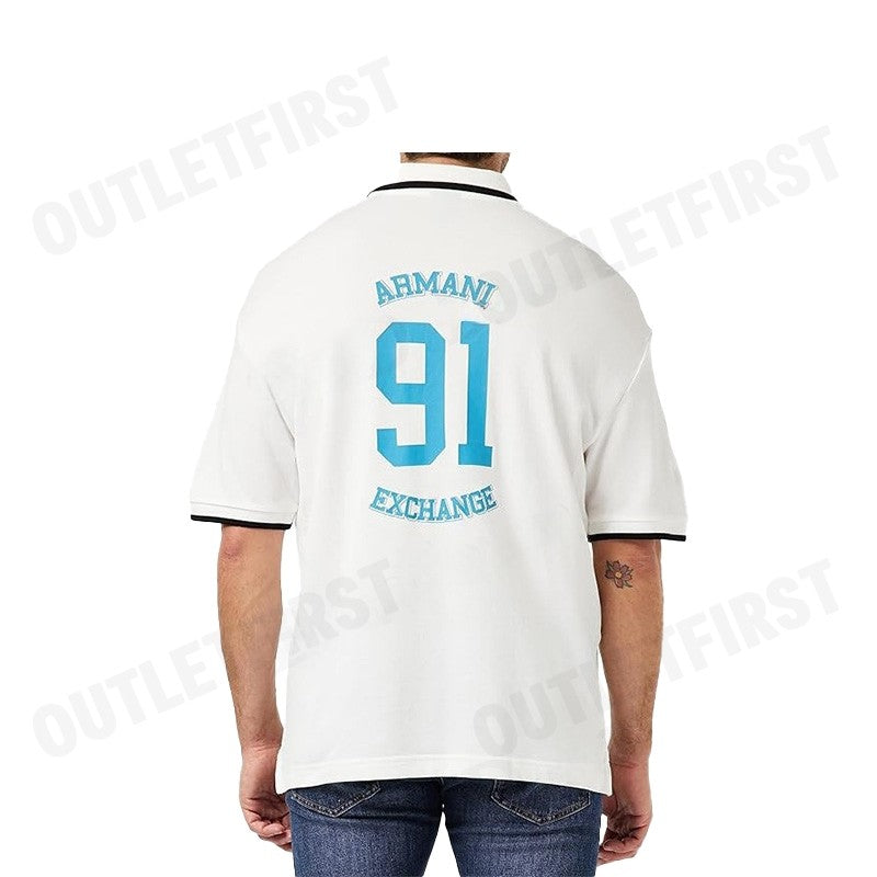 ARMANI EXCHANGE รุ่น  OVER FIT COTTON PIQUÉ LOGO POLO SHIRT CODE: 6RZFLK ZJM5Z 1116 เสื้อโปโล เสื้อโปโลชาย เสื้อผู้ชาย