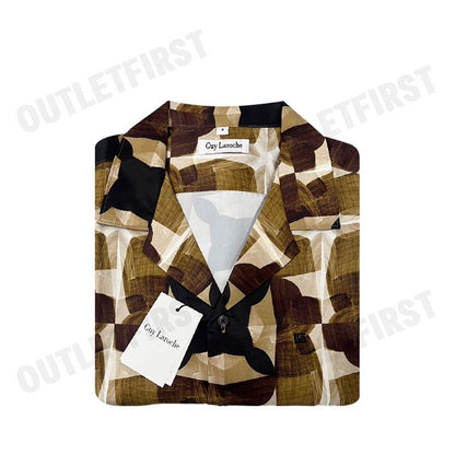 GUY LAROCHE รุ่น MEN'S LONG-SLEEVED PRINTED BROWN SHIRT CODE: BAB5201W2BR เสื้อเชิ้ตแขนยาว เสื้อเชิ๊ต เสื้อผู้ชาย