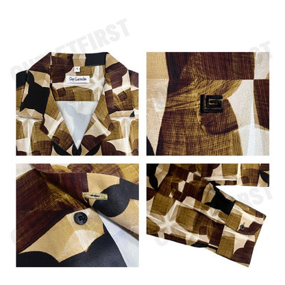 GUY LAROCHE รุ่น MEN'S LONG-SLEEVED PRINTED BROWN SHIRT CODE: BAB5201W2BR เสื้อเชิ้ตแขนยาว เสื้อเชิ๊ต เสื้อผู้ชาย