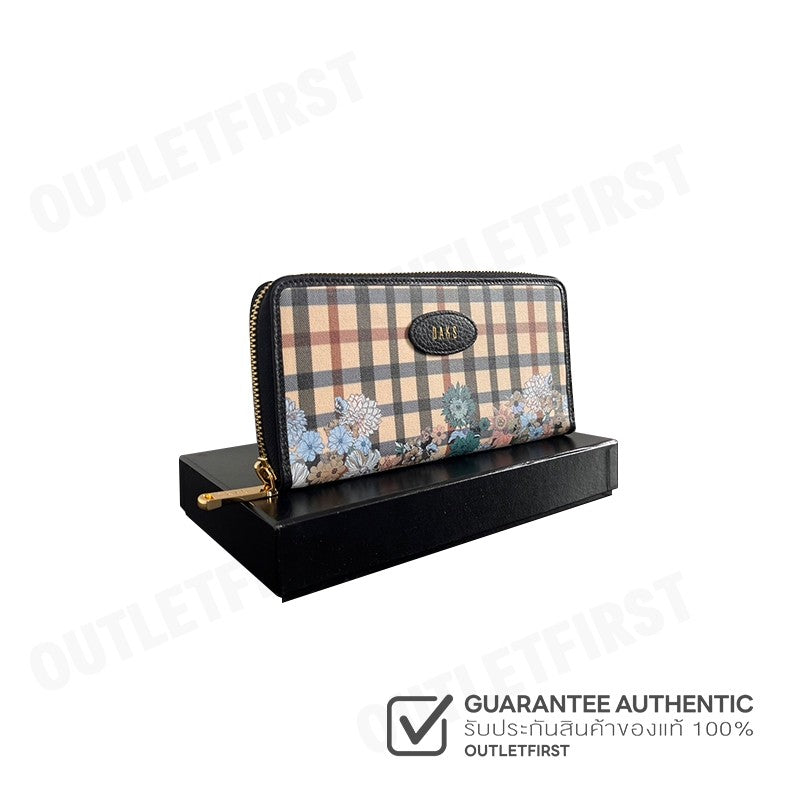 DAKS รุ่น  House Check Flower Long Wallet  Code: WWEG312S1BLLN กระเป๋าสตางค์ใบยาว กระเป๋าผู้หญิง กระเป๋าแฟชั่น