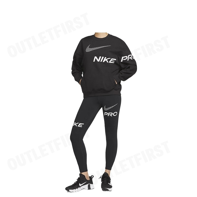 NIKE รุ่น DRI-FIT GET FIT WOMEN'S FRENCH TERRY GRAPHIC CREW-NECK SWEATSHIRT CODE: DX0075 010 เสื้อสเวตเตอร์แขนยาว