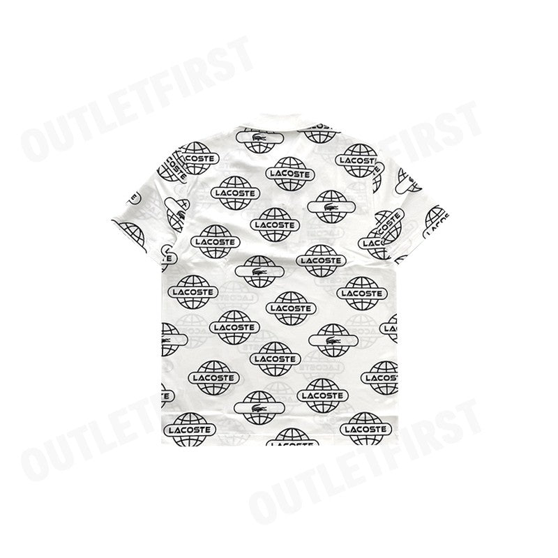 LACOSTE รุ่น GLOBE PRINT LACOSTE MOVEMENT POLO SHIRT CODE: PH6241 10 AU8 เสื้อโปโล เสื้อโปโลแขนสั้น เสื้อโปโลผู้ชาย