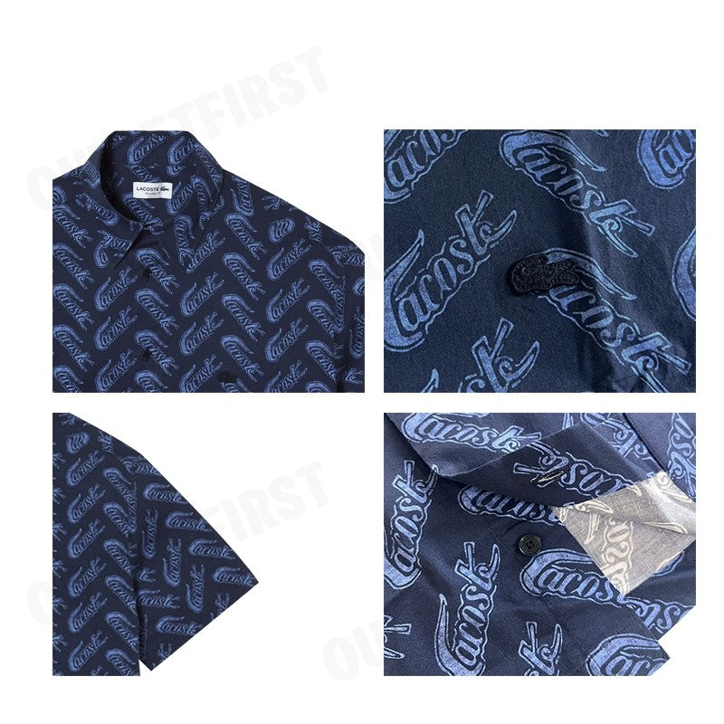 LACOSTE รุ่น MEN'S LACOSTE SHORT SLEEVE VINTAGE PRINT SHIRT CODE: CH5793 10 F65 เสื้อเชิ้ต เสื้อเชิ้ตผู้ชาย