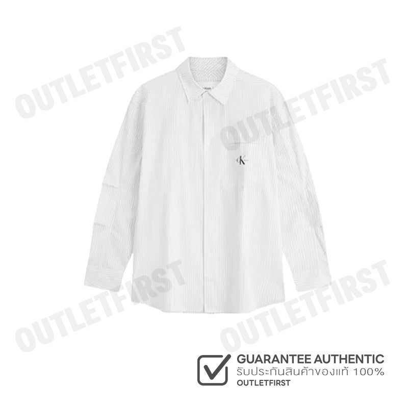 CALVIN KLEIN JEANS รุ่น MEN'S PANELLED WHITE CODE: J325367 YAF เสื้อเชิ้ตแขนยาว เสื้อเชิ้ตผู้ชาย เสื้อเชิ้ตคอปก