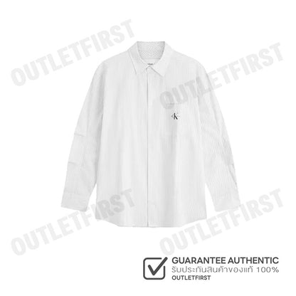 CALVIN KLEIN JEANS รุ่น MEN'S PANELLED WHITE CODE: J325367 YAF เสื้อเชิ้ตแขนยาว เสื้อเชิ้ตผู้ชาย เสื้อเชิ้ตคอปก