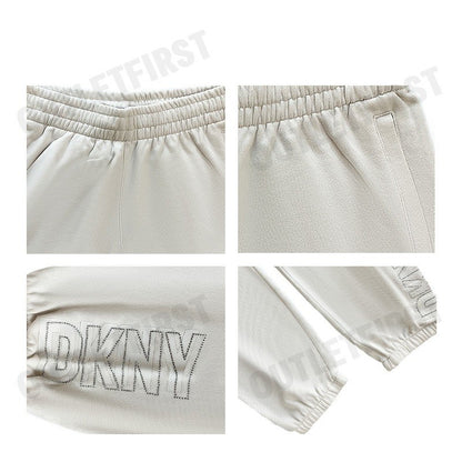 DKNY SPORT รุ่น RHINESTONE LAYERED OUTLINE SWEATPANTS CODE: DP4P3394 SAN กางเกงลำลองขายาว กางเกงคาร์โก้ กางเกงผู้หญิง