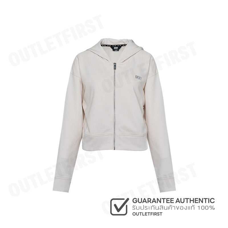 DKNY SPORT รุ่น METALLIC BUBBLE LOGO FULL ZIP HOODIE CODE: DP3J9279 SAN เสื้อแขนยาว เสื้อครอป เสื้อฮู้ด