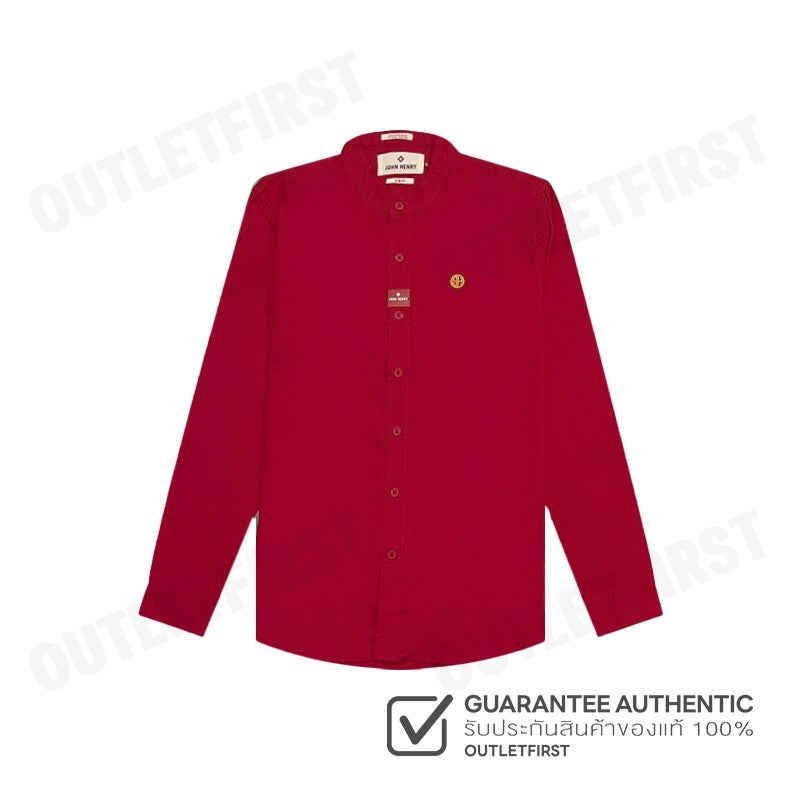 JOHN HENRY รุ่น MEN'S LONG SLEEVES SLIM FIT SHIRTS (RED) CODE: JH S124MSLSM11  เสื้อเชิ้ตแขนยาว เสื้อเชิ้ตผู้ชาย