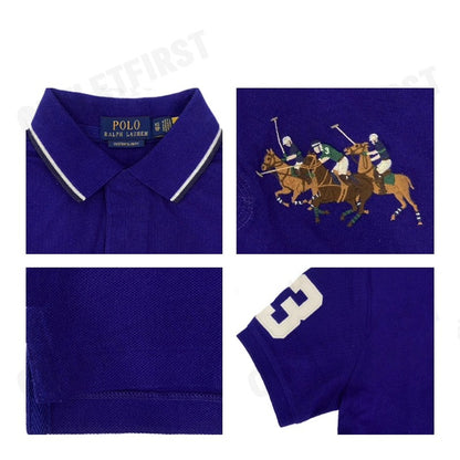 POLO RALPH LAUREN รุ่น  CUSTOM SLIM FIT TRIPLE-PONY POLO SHIRT CODE:710900614003 เสื้อคอปก เสื้อโปโล เสื้อผู้ชาย