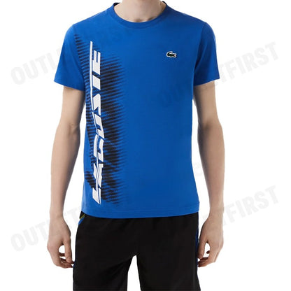LACOSTE รุ่น  MEN'S LACOSTE SPORT REGULAR FIT T-SHIRT WITH CONTRAST BRANDING CODE: TH5189 10 KXB เสื้อยืดคอกลม เสื้อยืด