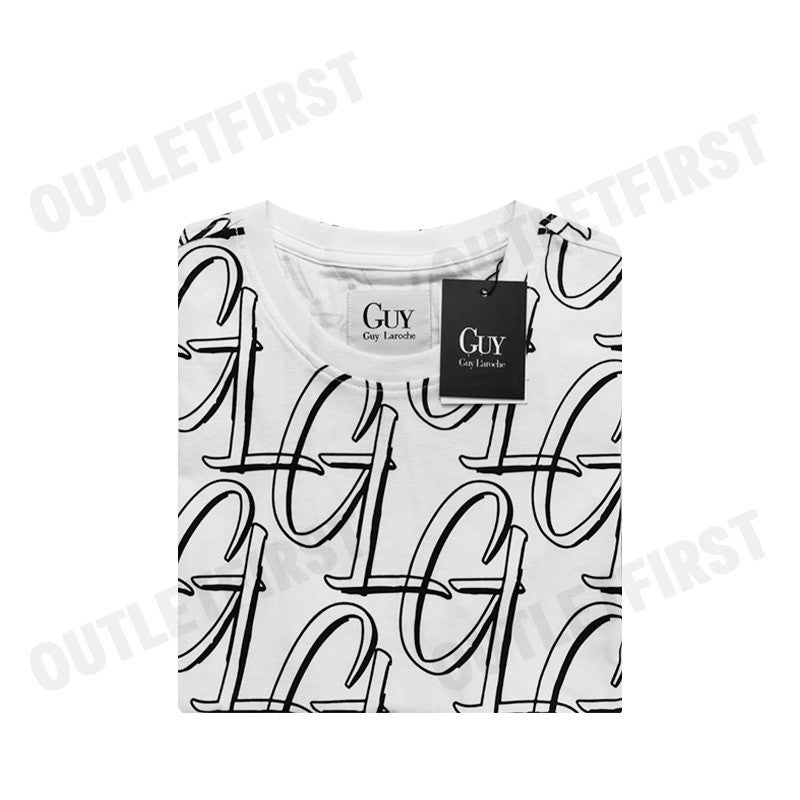 GUY LAROCHE รุ่น  SHORT SLEEVE SLIMFIT PRINTED T-SHIRT CODE: DKT5200S3WH เสื้อยืดคอกลมชาย เสื้อผู้ชาย เสื้อยืดแฟชั่น
