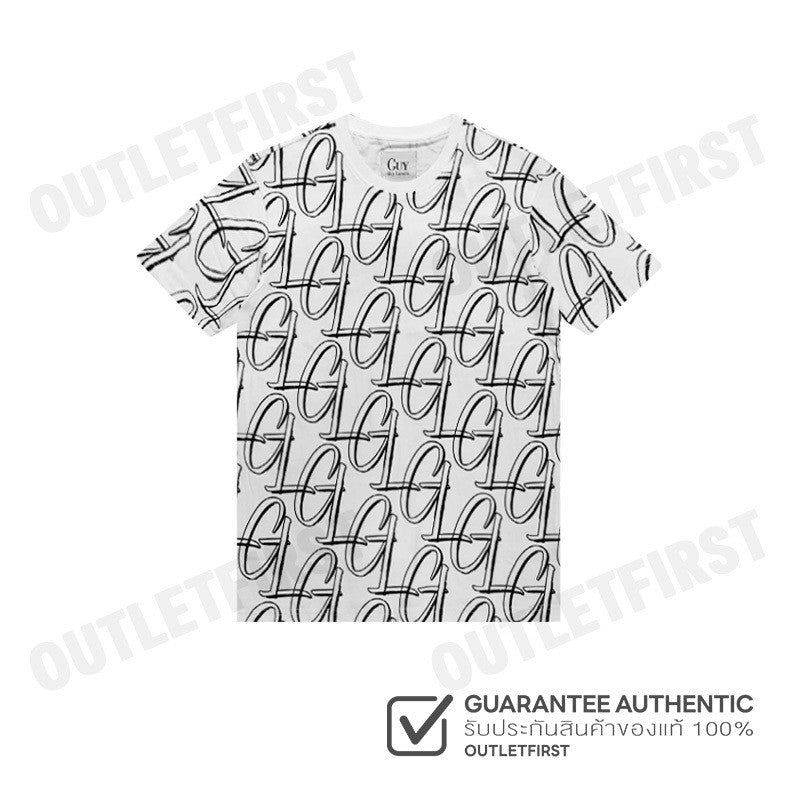 GUY LAROCHE รุ่น  SHORT SLEEVE SLIMFIT PRINTED T-SHIRT CODE: DKT5200S3WH เสื้อยืดคอกลมชาย เสื้อผู้ชาย เสื้อยืดแฟชั่น