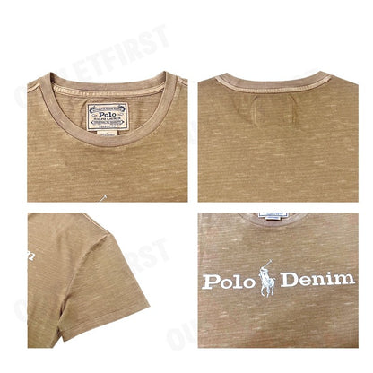 POLO RALPH LAUREN รุ่น  GRAPHIC POLO DENIM COTTON TEE CODE: 710865496007 เสื้อยืดคอกลม เสื้อผู้ชาย เสื้อยืดแขนสั้น