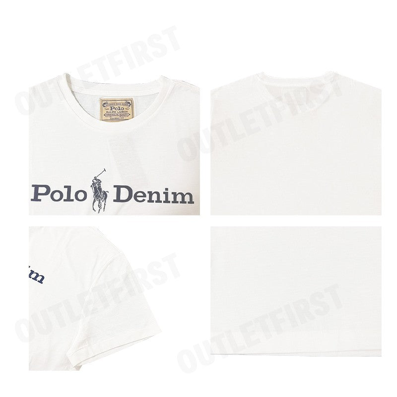 POLO RALPH LAUREN รุ่น  GRAPHIC POLO DENIM COTTON TEE CODE: 710865496008 เสื้อยืดคอกลม เสื้อยืดแขนสั้น เสื้อยืดผู้ชาย