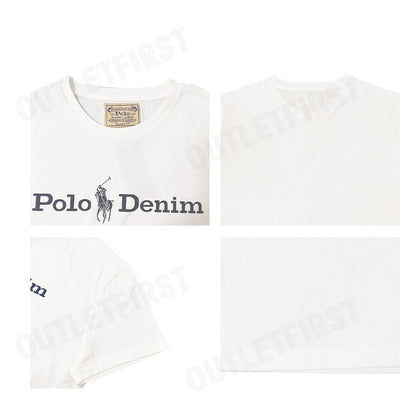 POLO RALPH LAUREN รุ่น  GRAPHIC POLO DENIM COTTON TEE CODE: 710865496008 เสื้อยืดคอกลม เสื้อยืดแขนสั้น เสื้อยืดผู้ชาย