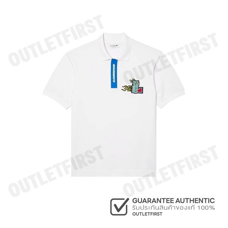 LACOSTE รุ่น MEN'S CONTRAST PLACKET AND CROCODILE BADGE POLO CODE: PH1465 10 001 เสื้อโปโล เสื้อโปโลแขนสั้น