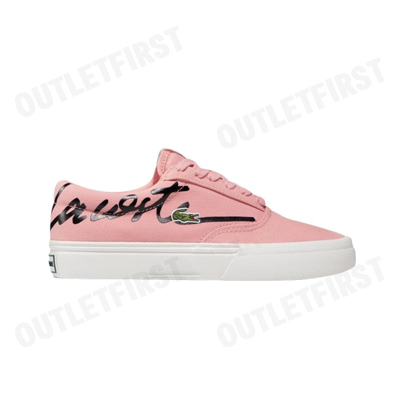 LACOSTE รุ่น  WOMEN'S JUMP SERVE LACE CANVAS SNEAKERS CODE: 7-42CFA0010PW1 รองเท้าผ้าใบ รองเท้าผู้หญิง รองเท้า