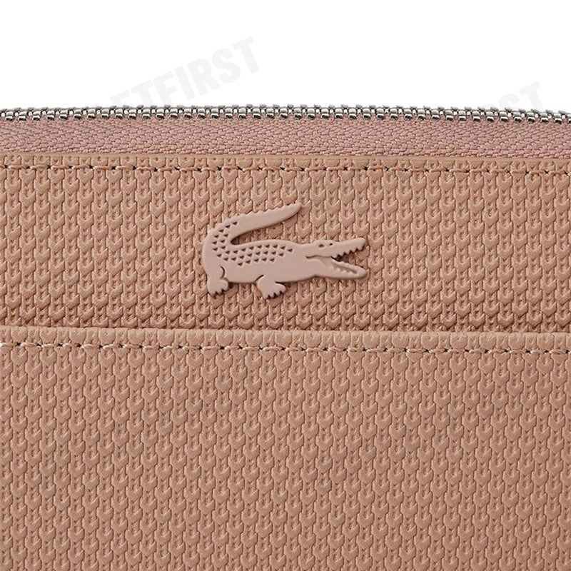 LACOSTE  รุ่น UNISEX CHANTACO ZIPPED PIQUE LEATHER LARGE WALLET CODE: NF3885KL 665 กระเป๋าสตางค์ใบยาว กระเป๋าผู้หญิง