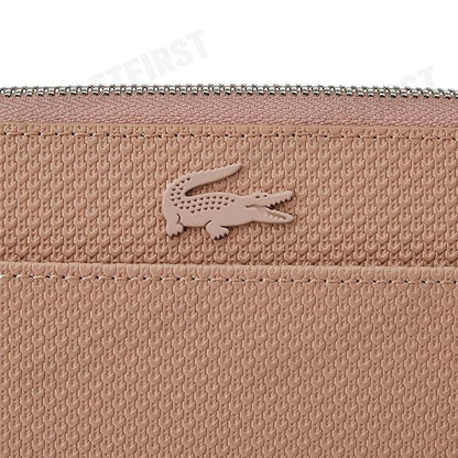 LACOSTE  รุ่น UNISEX CHANTACO ZIPPED PIQUE LEATHER LARGE WALLET CODE: NF3885KL 665 กระเป๋าสตางค์ใบยาว กระเป๋าผู้หญิง