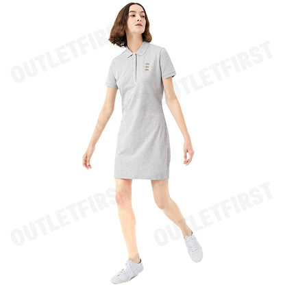 LACOSTE รุ่น  LACOSTE SLIM SHORT SLEEVE POLO DRESS CODE: EF7355 10 CCA เดรสโปโลหญิง ชุดเดรส ชุดผู้หญิง