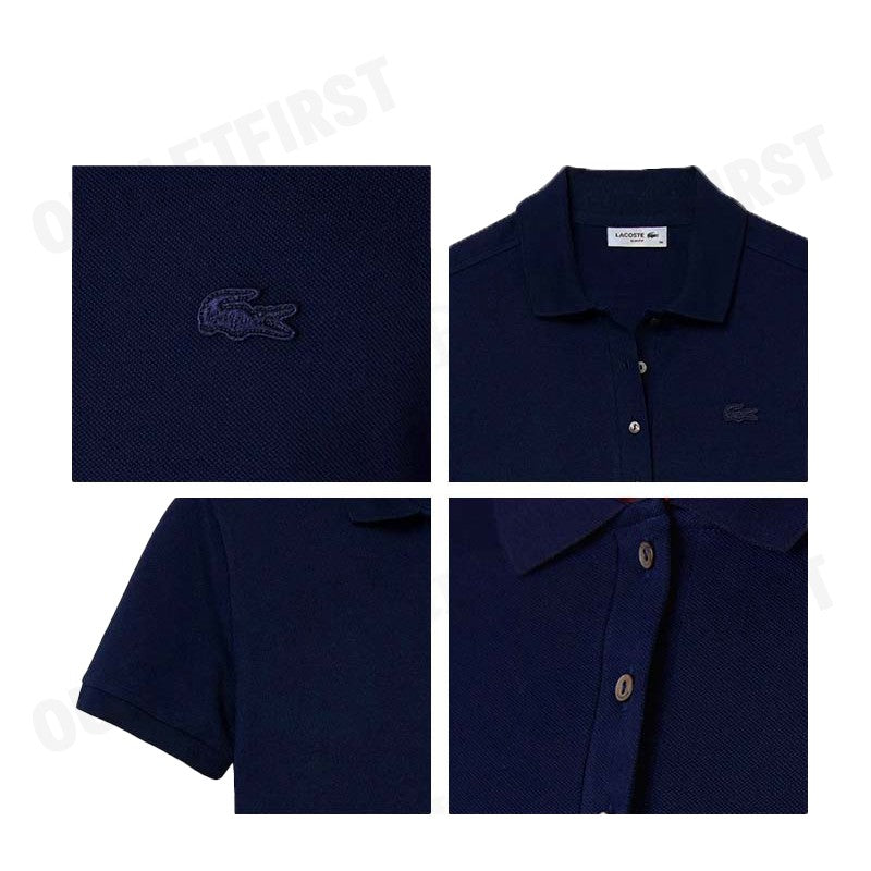 LACOSTE รุ่น  WOMEN'S LACOSTE SLIM FIT STRETCH COTTON STRIPED POLO CODE: EF5473 10 HBM เดรสโปโลหญิง ชุดเดรส ชุดผู้หญิง