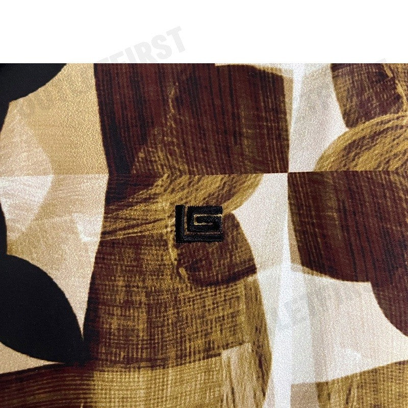 GUY LAROCHE รุ่น MEN'S LONG-SLEEVED PRINTED BROWN SHIRT CODE: BAB5201W2BR เสื้อเชิ้ตแขนยาว เสื้อเชิ๊ต เสื้อผู้ชาย