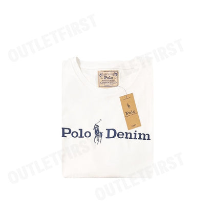 POLO RALPH LAUREN รุ่น  GRAPHIC POLO DENIM COTTON TEE CODE: 710865496008 เสื้อยืดคอกลม เสื้อยืดแขนสั้น เสื้อยืดผู้ชาย