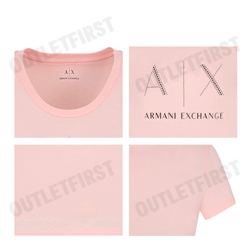 ARMANI EXCHANGE รุ่น EMBELLISHED SLIM FIT PIMA COTTON T-SHIRT CODE: 8NYT83 YJ16Z 7415 เสื้อยืดคอกลม เสื้อยืดผู้หญิง