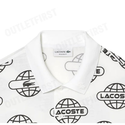 LACOSTE รุ่น GLOBE PRINT LACOSTE MOVEMENT POLO SHIRT CODE: PH6241 10 AU8 เสื้อโปโล เสื้อโปโลแขนสั้น เสื้อโปโลผู้ชาย